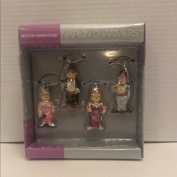 Boston Warehouse 2000 Or Bust Napkin 4 pc Charmers Set - Picture 1 of 5